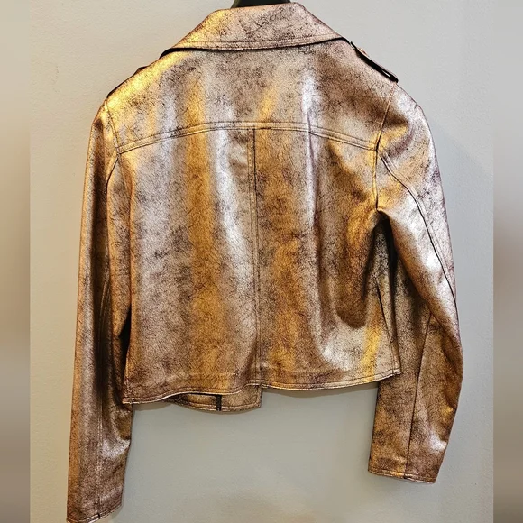 Rose Gold Metallic Gold Women's Crop Jacket From Anthropologie - Picture 6 of 10
